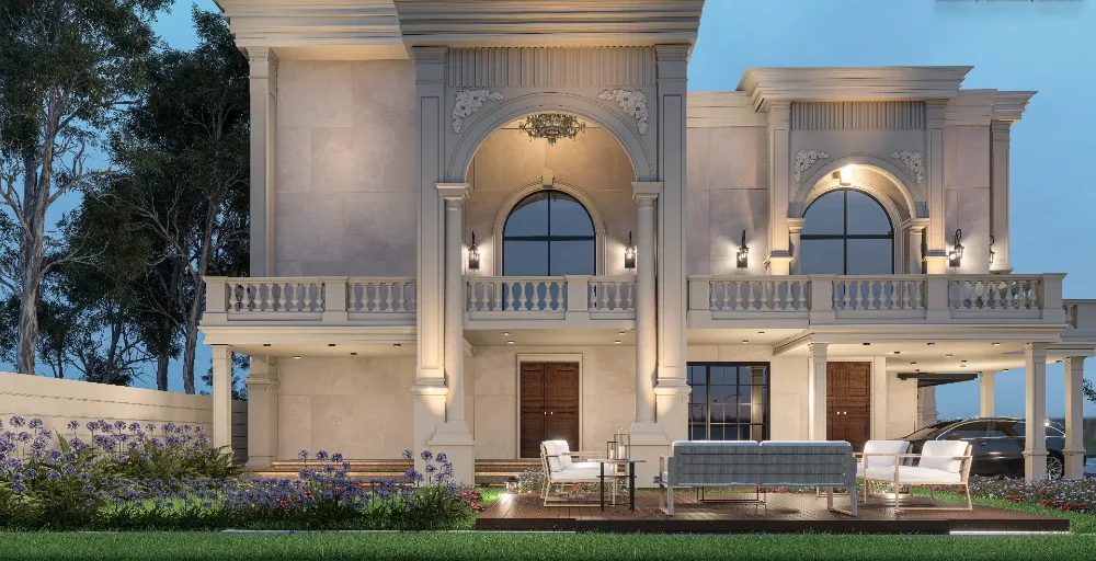 Classical Spanish Farmhouse Design 34 2 Kanal Classical Farmhouse Design by Edify Studio Lawn Side