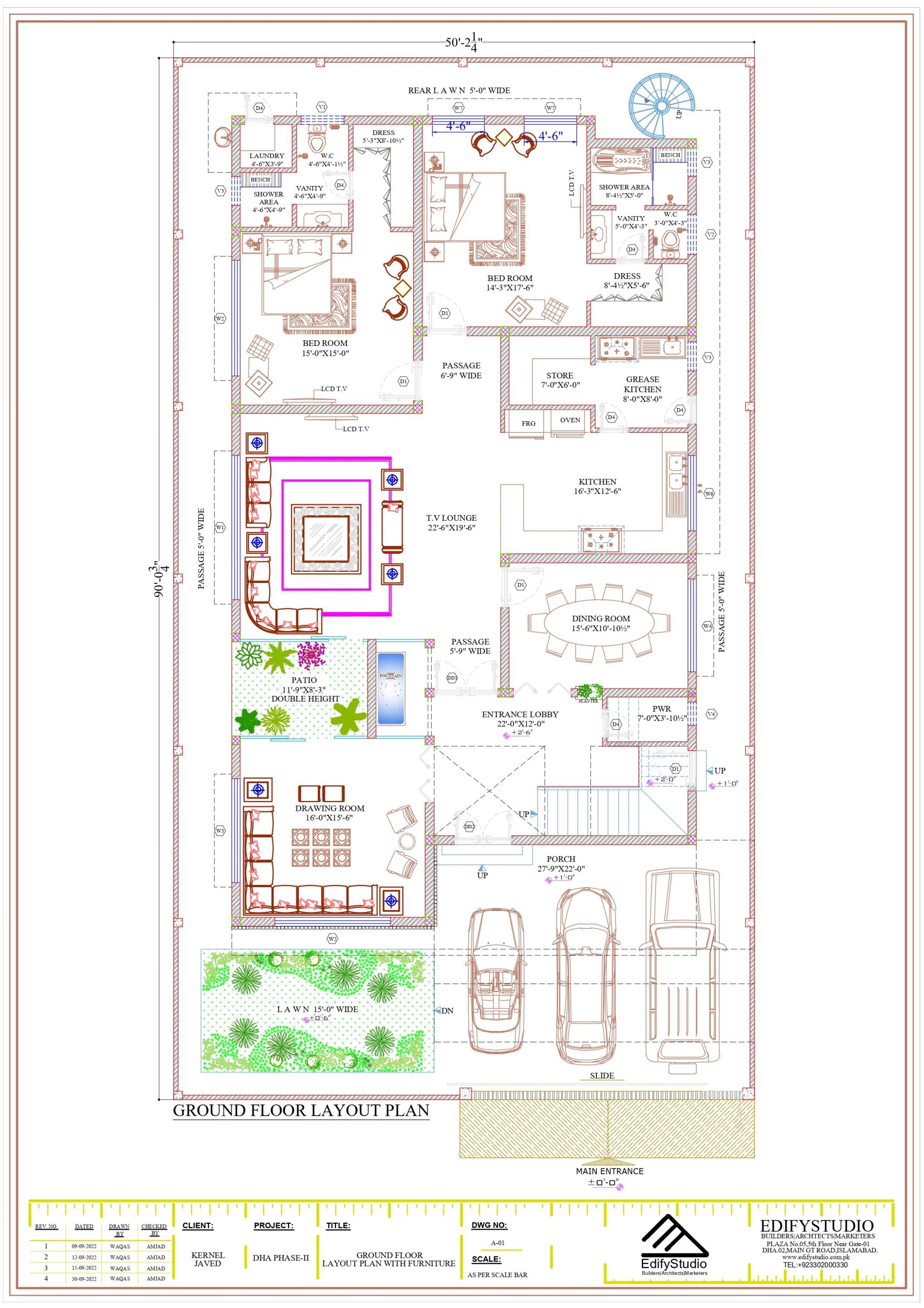 1 Kanal 50x90 House Plan in DHA Islamabad by Edify Studio scaled