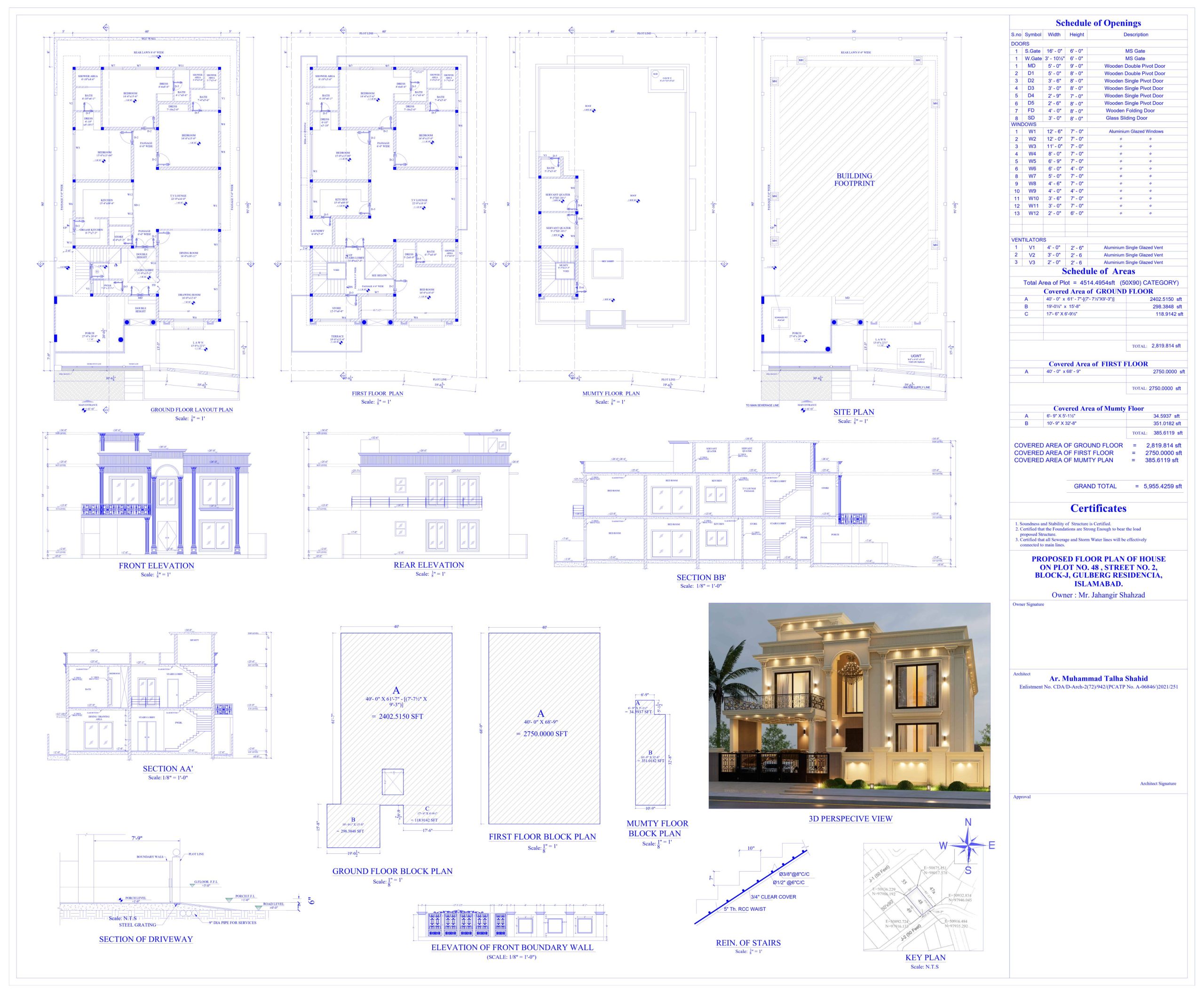 1 kanal 50x90 Architectural Plan in Gulberg Greens Islamabad scaled
